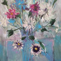 Purple Flowers, Acrylic on canvas, 20 x 16